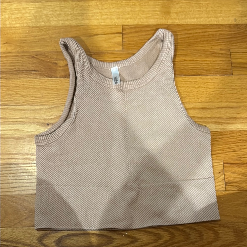 Nikibiki light pale pink Cream Sleeveless Fitted Crop Tank